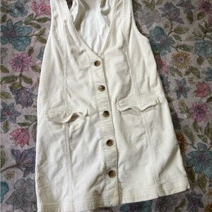 American eagle Cream Button-Down Sleeveless Dress